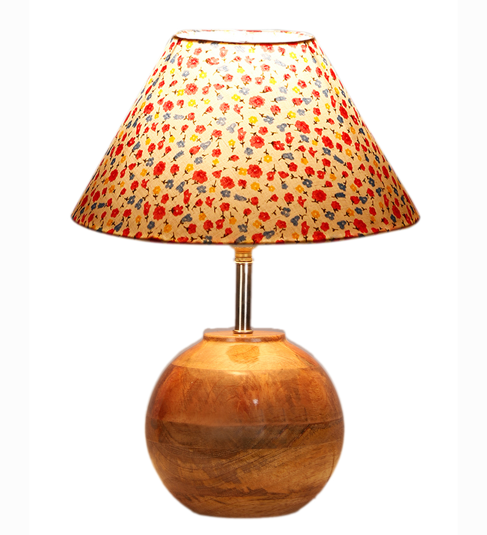 Ambika Home Premium Multi Cotton Table Lamp with Wooden Base | Designer Bedside Lamp for Living Room, Bedroom, Hotel, Café & Restaurant - Image 4