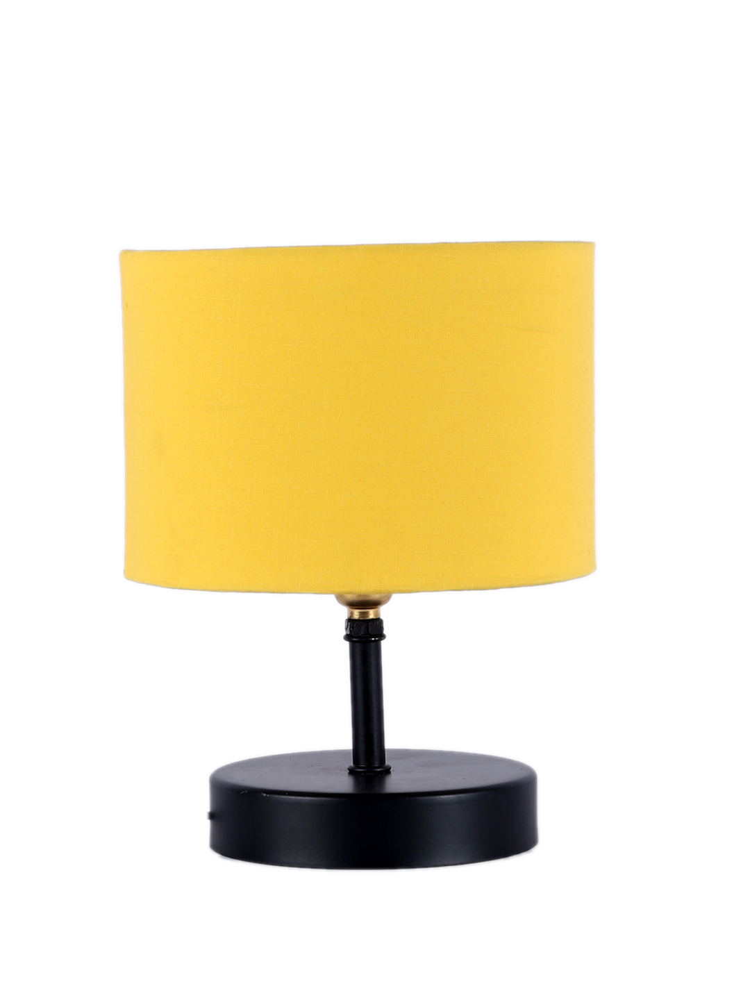Ambika Home Yellow cotton Table Lamp with Black Wood Base | Designer Bedside Lamp for Living Room, Bedroom, Hotel, Café & Restaurant - Image 5