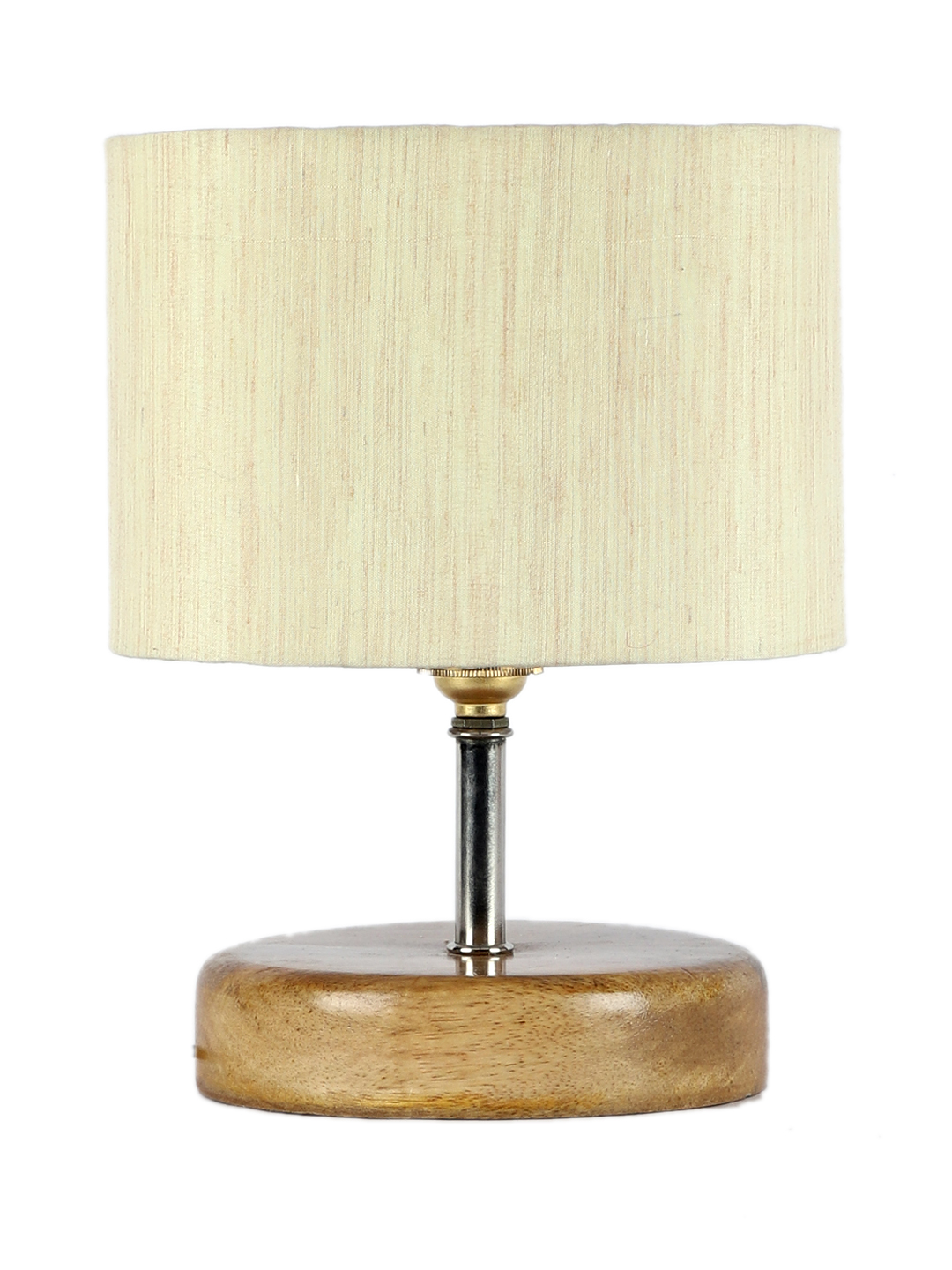 Ambika Home Off-white cotton Table Lamp with Natural Wood Base | Designer Bedside Lamp for Living Room, Bedroom, Hotel, Café & Restaurant - Image 5