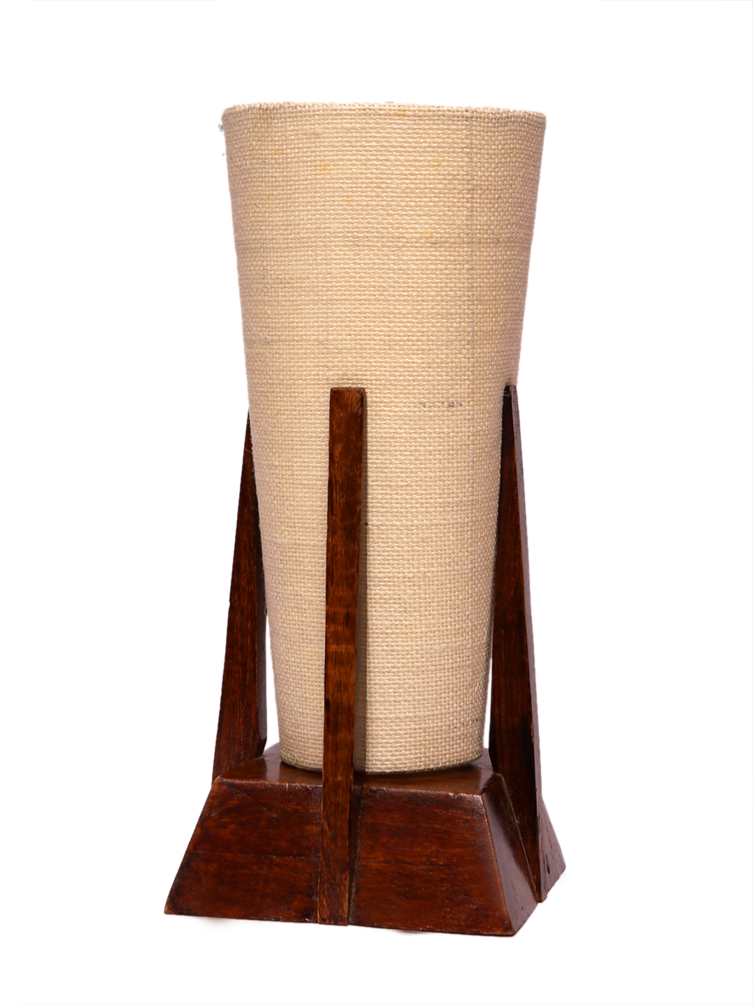 Ambika Home White Cotton Conical Wooden Table Lamp | Modern Bedside Lamp for Bedroom, Living Room, Hotel, Café & Home Décor - Image 5