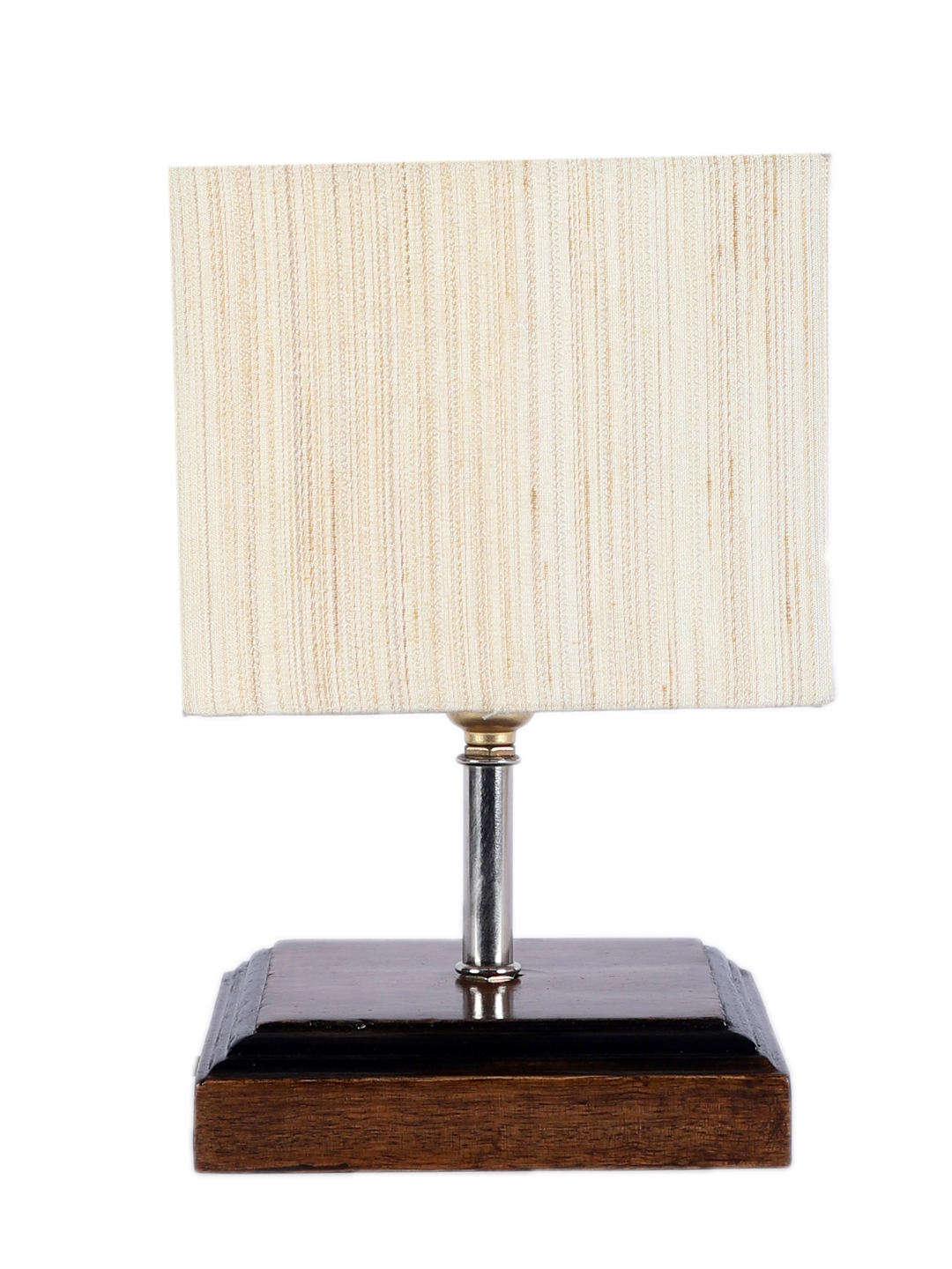 Ambika Home Off-white cotton Table Lamp with Brown Wood Base | Designer Bedside Lamp for Living Room, Bedroom, Hotel, Café & Restaurant - Image 5