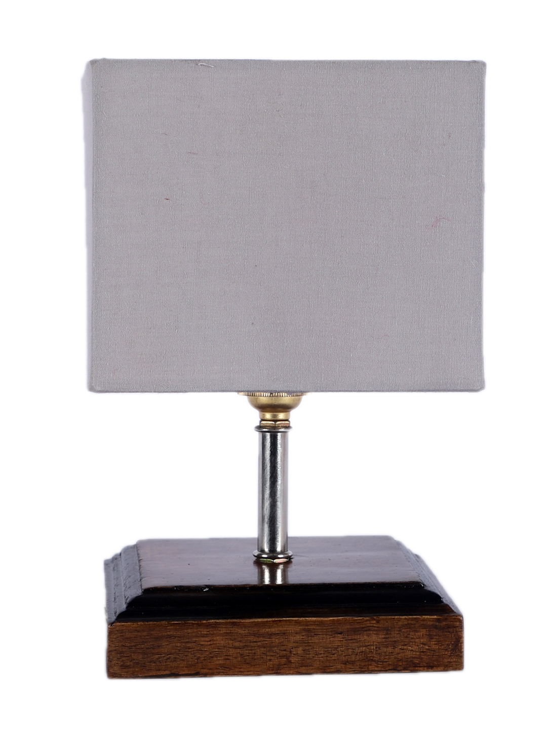 Ambika Home Grey cotton Table Lamp with Brown Wood Base | Designer Bedside Lamp for Living Room, Bedroom, Hotel, Café & Restaurant - Image 5