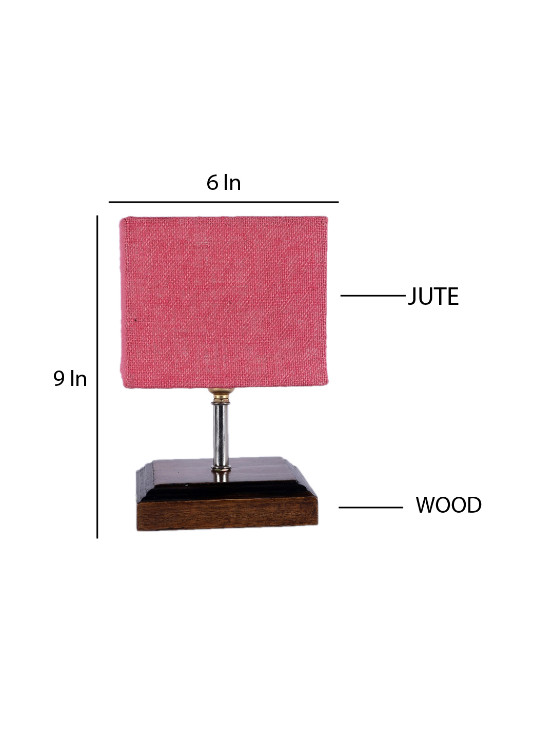 Ambika Home Pink Jute Table Lamp with Brown Wood Base | Designer Bedside Lamp for Living Room, Bedroom, Hotel, Café & Restaurant - Image 5