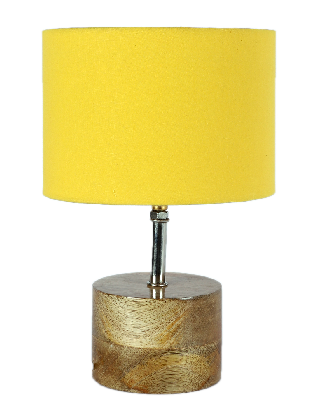 Ambika Home Yellow cotton Table Lamp with Natural Wood Base | Designer Bedside Lamp for Living Room, Bedroom, Hotel, Café & Restaurant - Image 5