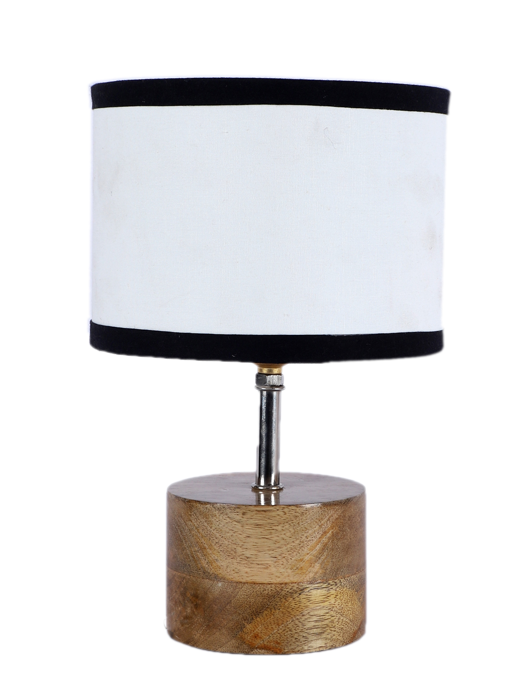 Ambika Home White cotton Table Lamp with Natural Wood Base | Designer Bedside Lamp for Living Room, Bedroom, Hotel, Café & Restaurant - Image 5
