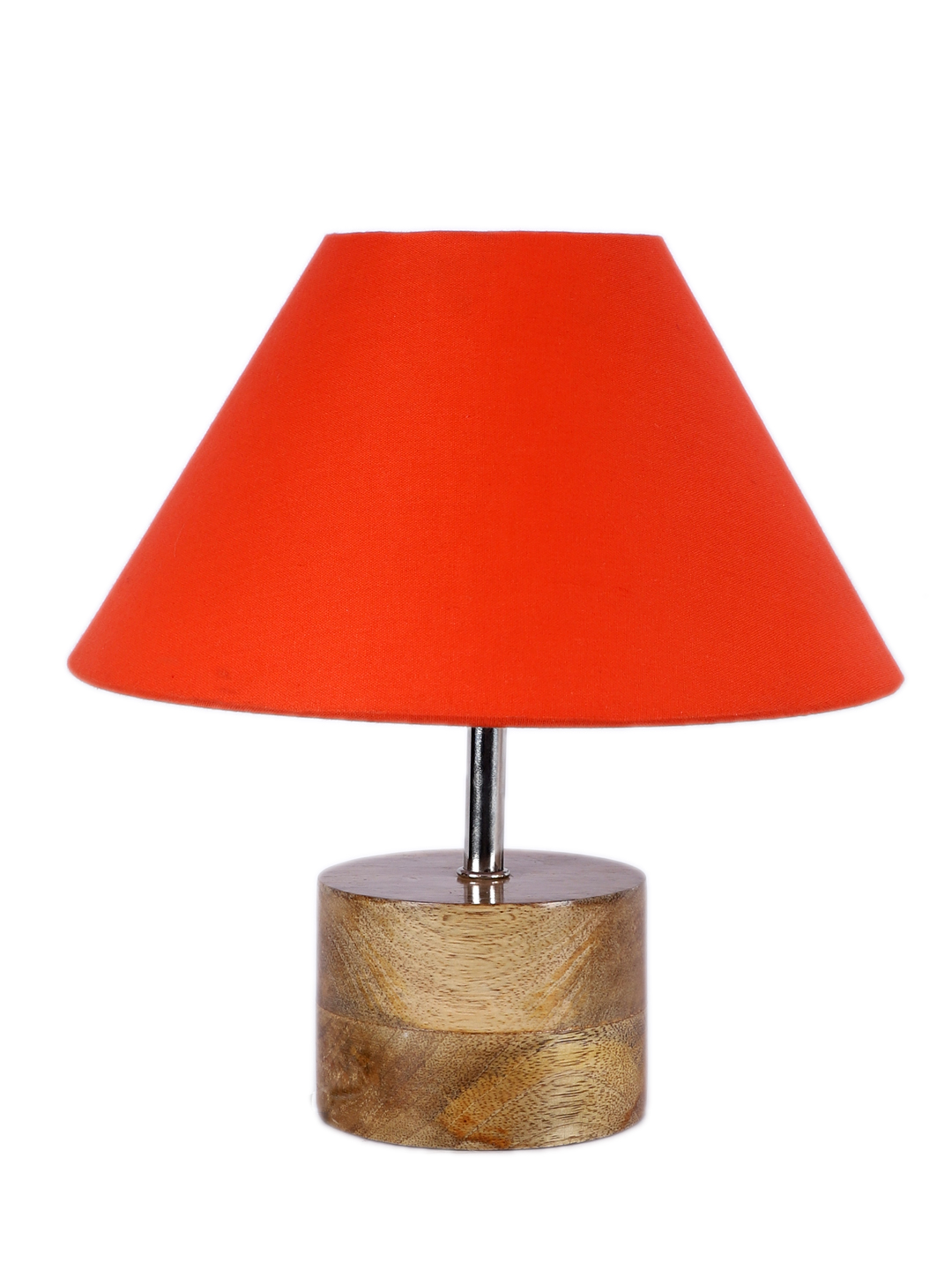 Ambika Home Orange cotton Table Lamp with Natural Wood Base | Designer Bedside Lamp for Living Room, Bedroom, Hotel, Café & Restaurant - Image 5