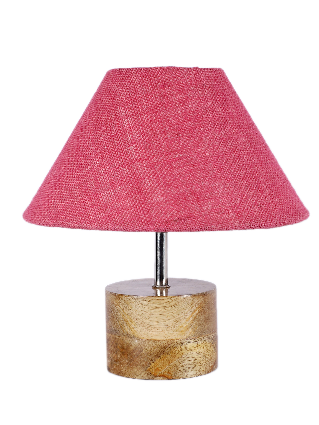 Ambika Home Pink Jute Table Lamp with Natural Wood Base | Designer Bedside Lamp for Living Room, Bedroom, Hotel, Café & Restaurant - Image 5