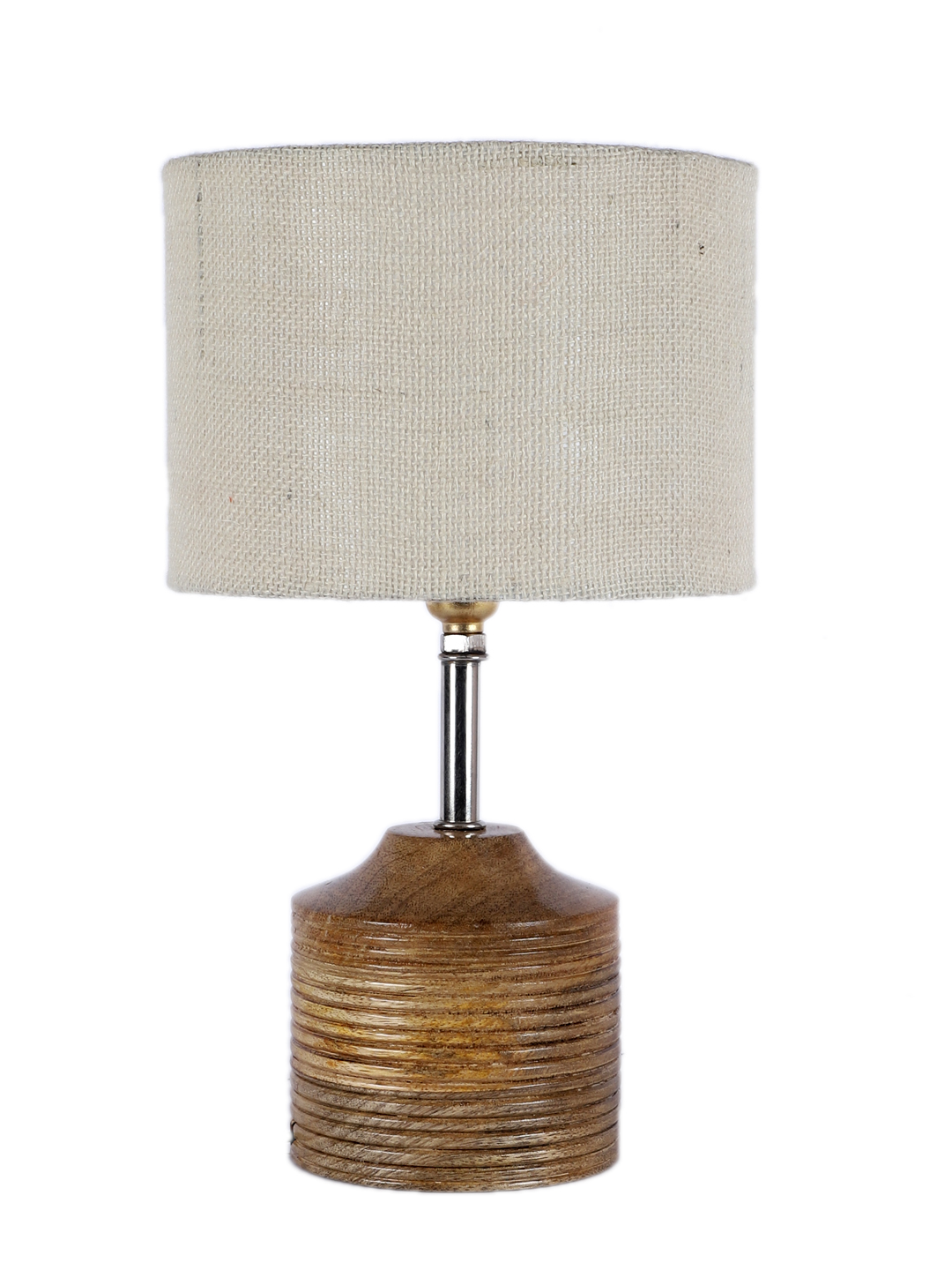 Ambika Home White Jute Table Lamp with Natural Wood Base | Designer Bedside Lamp for Living Room, Bedroom, Hotel, Café & Restaurant - Image 5