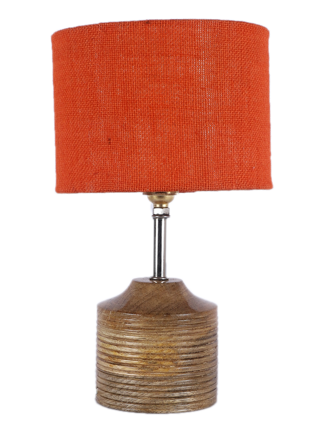 Ambika Home Orange Jute Table Lamp with Natural Wood Base | Designer Bedside Lamp for Living Room, Bedroom, Hotel, Café & Restaurant - Image 5
