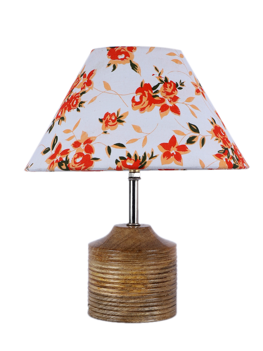 Ambika Home Multicolor cotton Table Lamp with Natural Wood Base | Designer Bedside Lamp for Living Room, Bedroom, Hotel, Café & Restaurant - Image 5