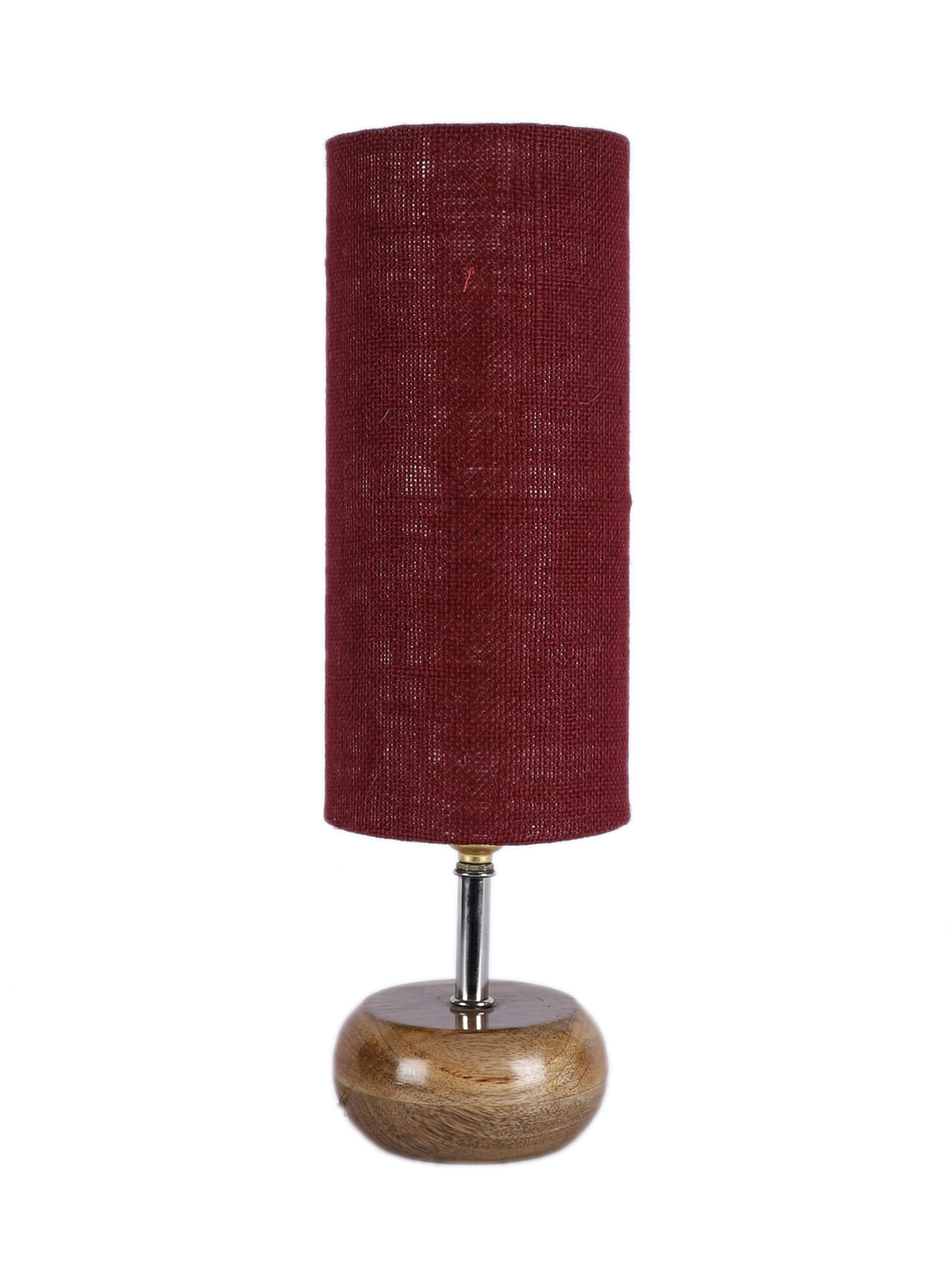 Ambika Home Maroon Jute Table Lamp with Natural Wood Base | Designer Bedside Lamp for Living Room, Bedroom, Hotel, Café & Restaurant - Image 5