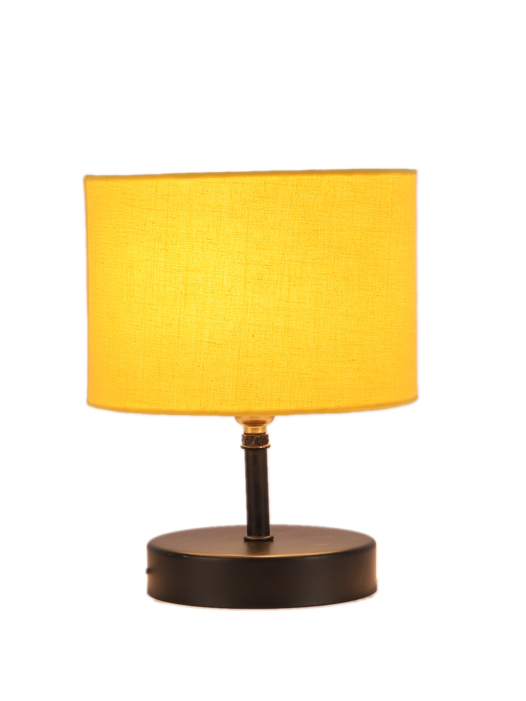 Ambika Home Yellow cotton Table Lamp with Black Wood Base | Designer Bedside Lamp for Living Room, Bedroom, Hotel, Café & Restaurant - Image 6
