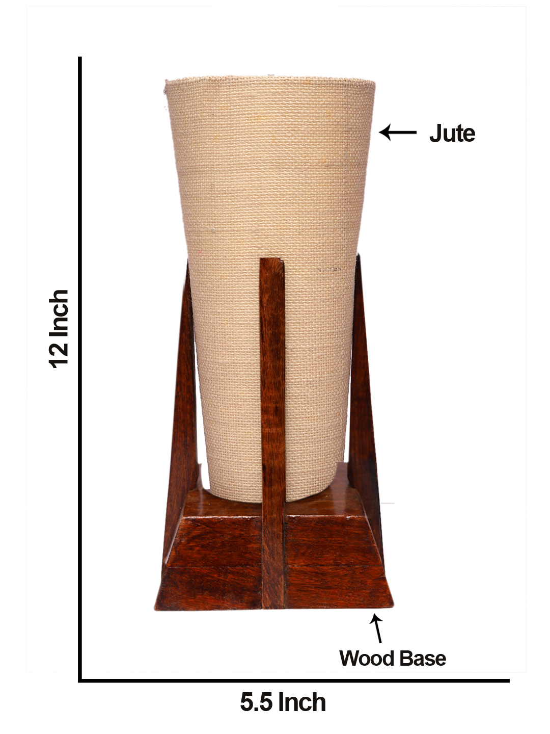 Ambika Home White Cotton Conical Wooden Table Lamp | Modern Bedside Lamp for Bedroom, Living Room, Hotel, Café & Home Décor - Image 6