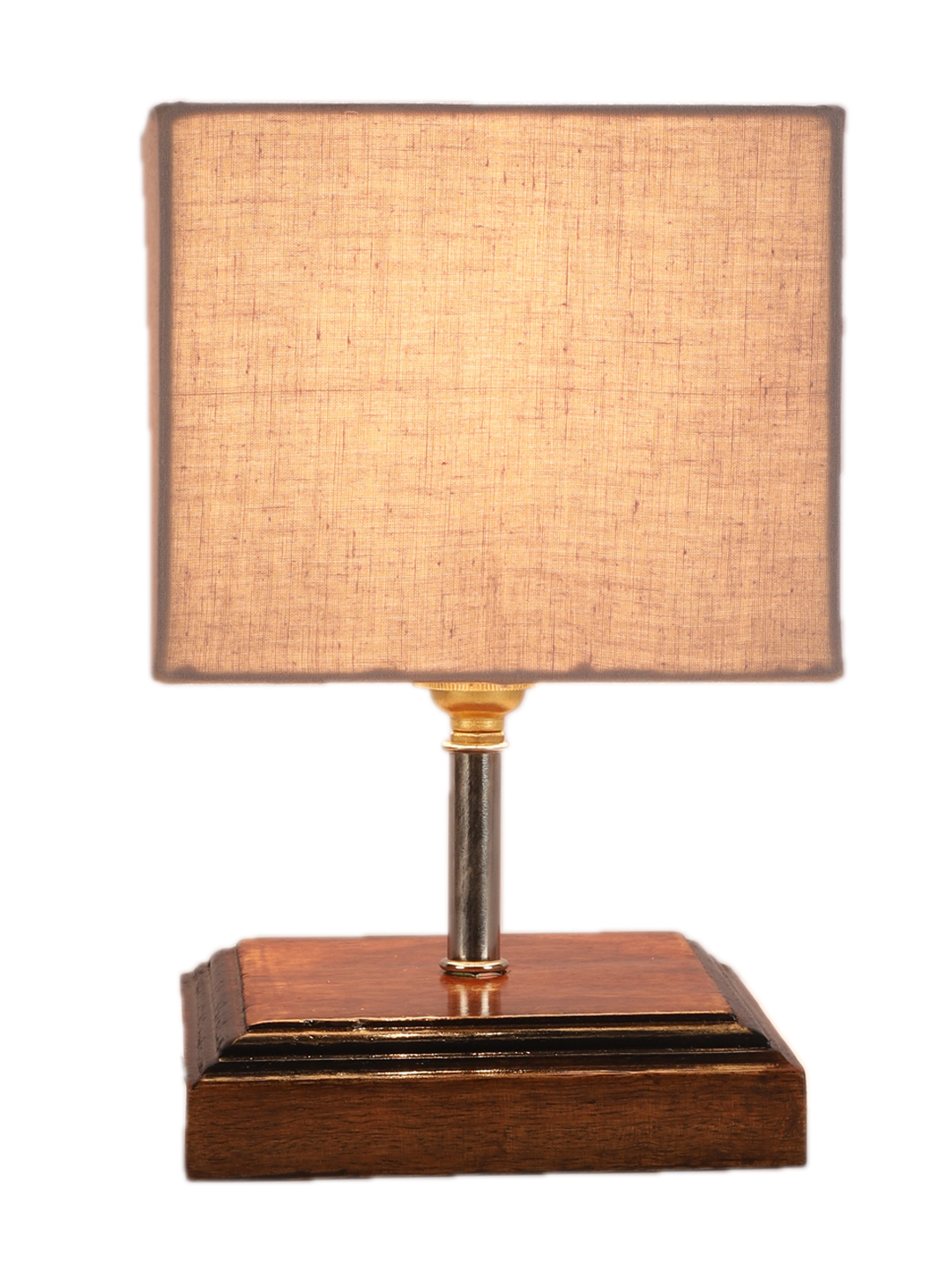 Ambika Home Grey cotton Table Lamp with Brown Wood Base | Designer Bedside Lamp for Living Room, Bedroom, Hotel, Café & Restaurant - Image 6