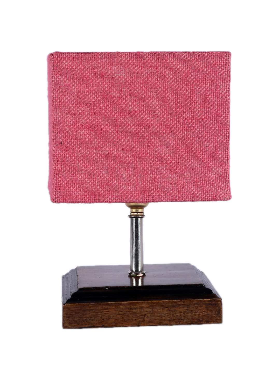 Ambika Home Pink Jute Table Lamp with Brown Wood Base | Designer Bedside Lamp for Living Room, Bedroom, Hotel, Café & Restaurant - Image 6