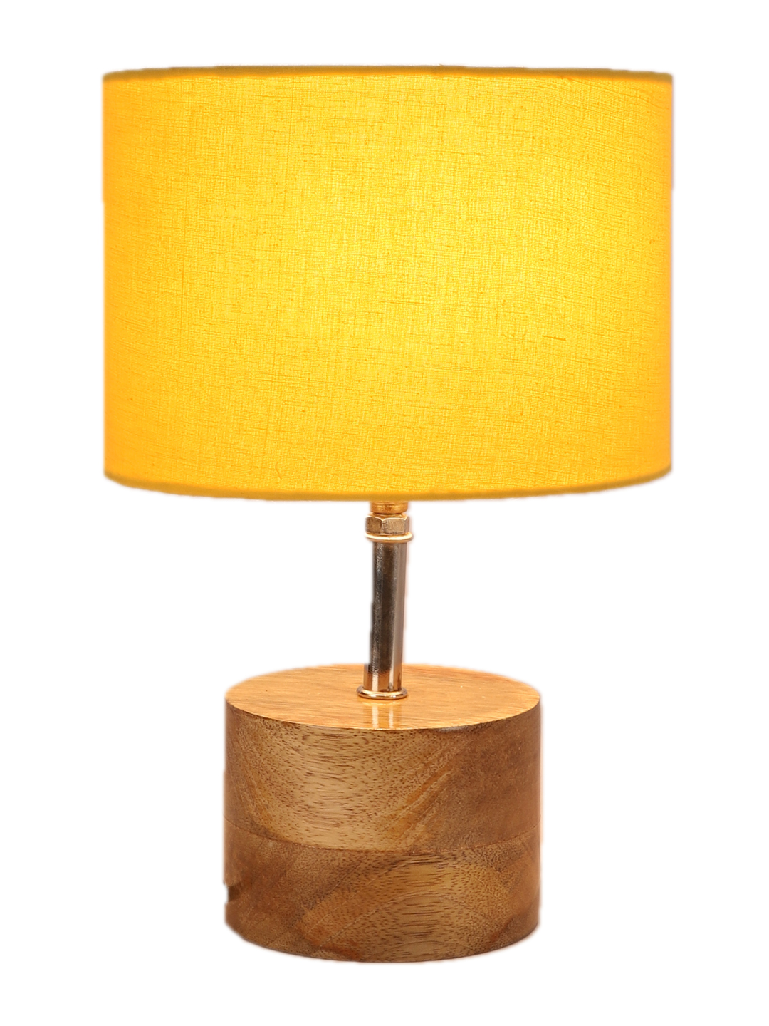 Ambika Home Yellow cotton Table Lamp with Natural Wood Base | Designer Bedside Lamp for Living Room, Bedroom, Hotel, Café & Restaurant - Image 6