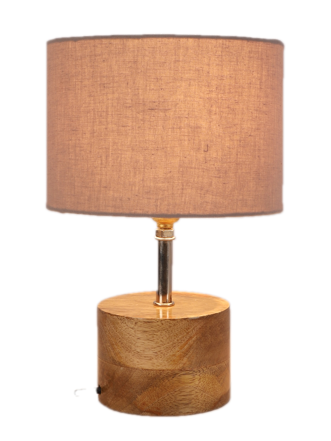 Ambika Home Grey cotton Table Lamp with Natural Wood Base | Designer Bedside Lamp for Living Room, Bedroom, Hotel, Café & Restaurant - Image 6