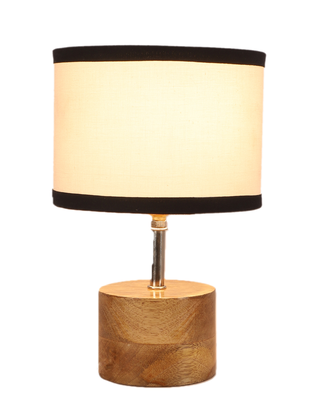 Ambika Home White cotton Table Lamp with Natural Wood Base | Designer Bedside Lamp for Living Room, Bedroom, Hotel, Café & Restaurant - Image 6