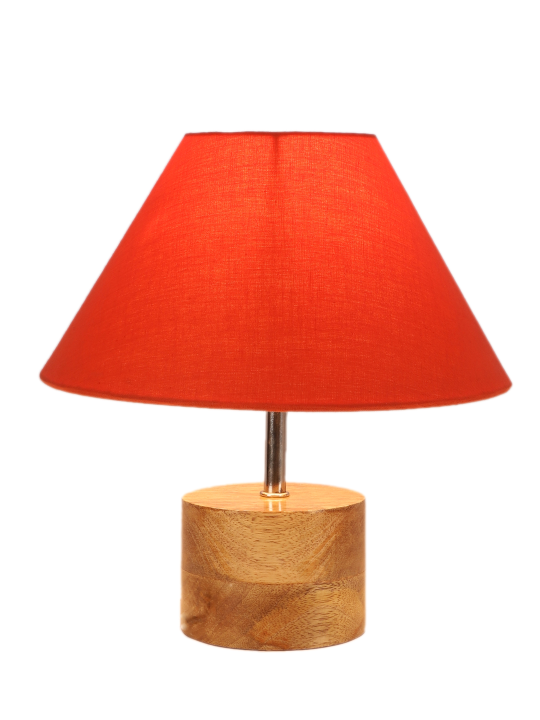 Ambika Home Orange cotton Table Lamp with Natural Wood Base | Designer Bedside Lamp for Living Room, Bedroom, Hotel, Café & Restaurant - Image 6