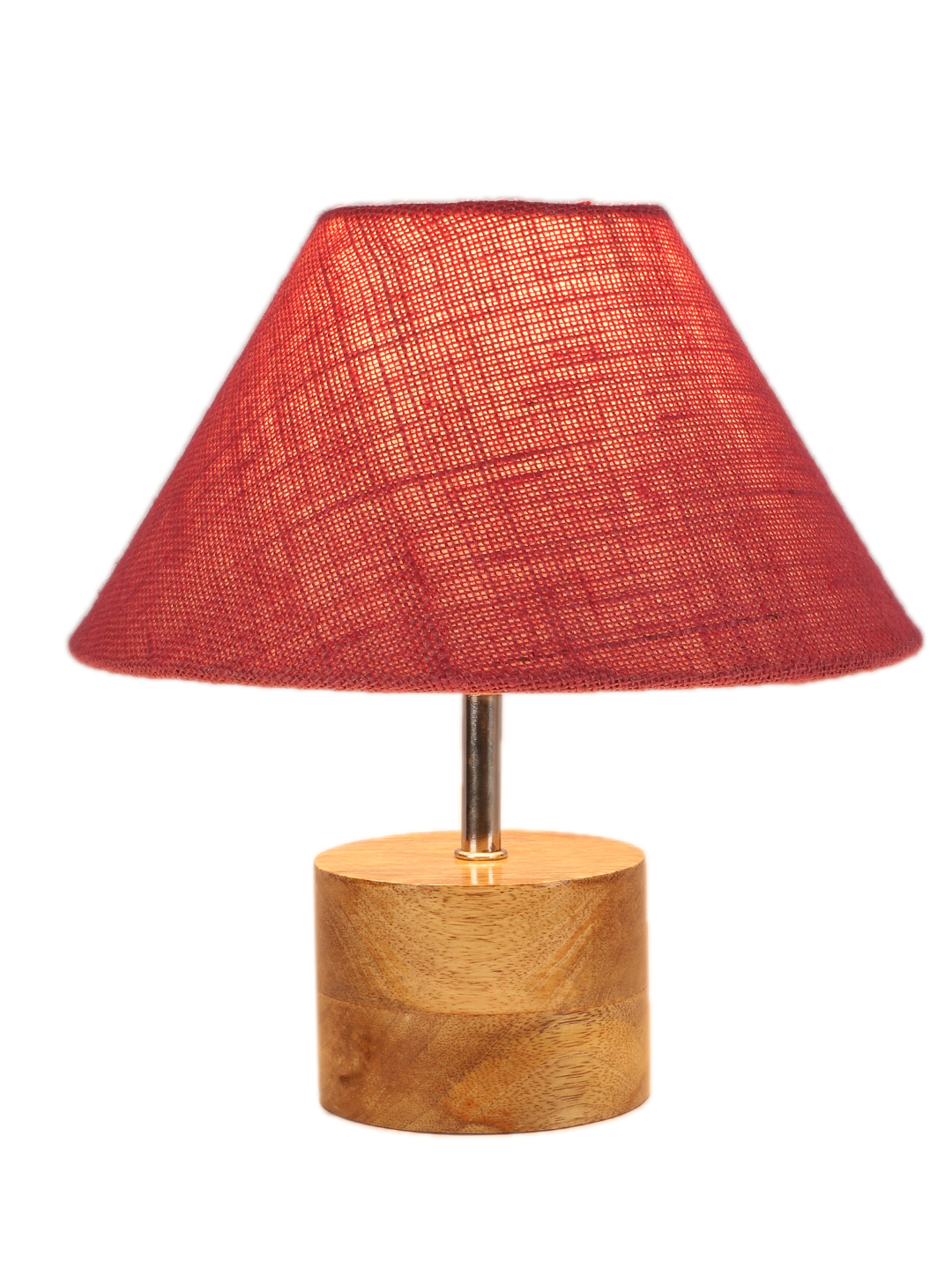 Ambika Home Pink Jute Table Lamp with Natural Wood Base | Designer Bedside Lamp for Living Room, Bedroom, Hotel, Café & Restaurant - Image 6