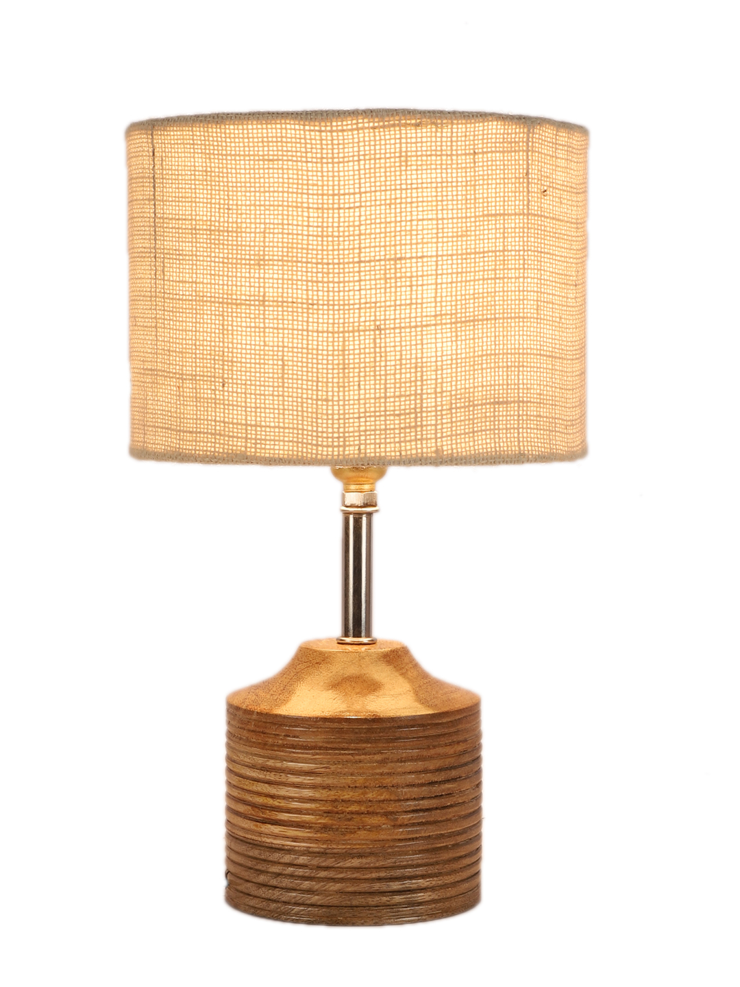 Ambika Home White Jute Table Lamp with Natural Wood Base | Designer Bedside Lamp for Living Room, Bedroom, Hotel, Café & Restaurant - Image 6