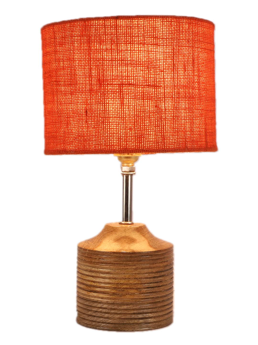 Ambika Home Orange Jute Table Lamp with Natural Wood Base | Designer Bedside Lamp for Living Room, Bedroom, Hotel, Café & Restaurant - Image 6