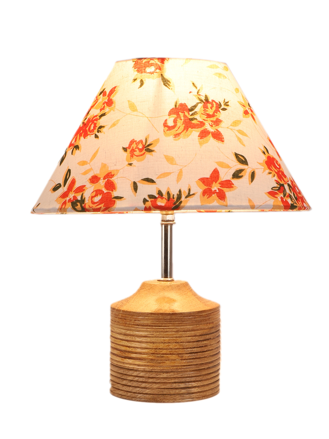 Ambika Home Multicolor cotton Table Lamp with Natural Wood Base | Designer Bedside Lamp for Living Room, Bedroom, Hotel, Café & Restaurant - Image 6