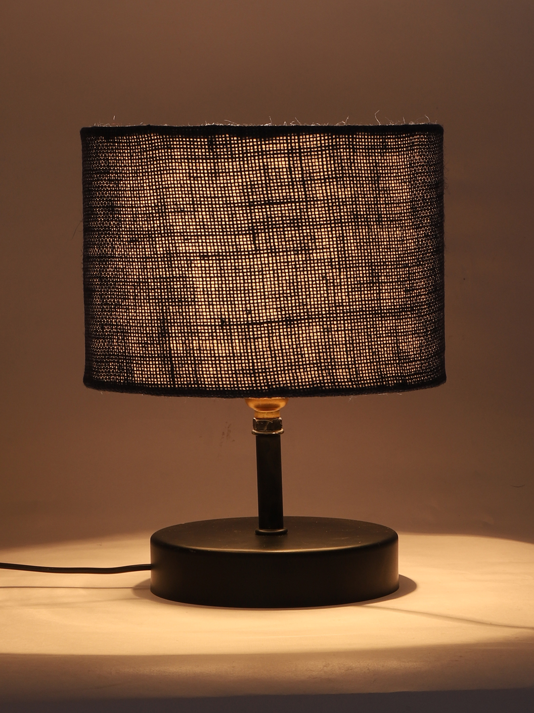 Ambika Home Blue Jute Table Lamp with Black Wood Base | Designer Bedside Lamp for Living Room, Bedroom, Hotel, Café & Restaurant - Image 7
