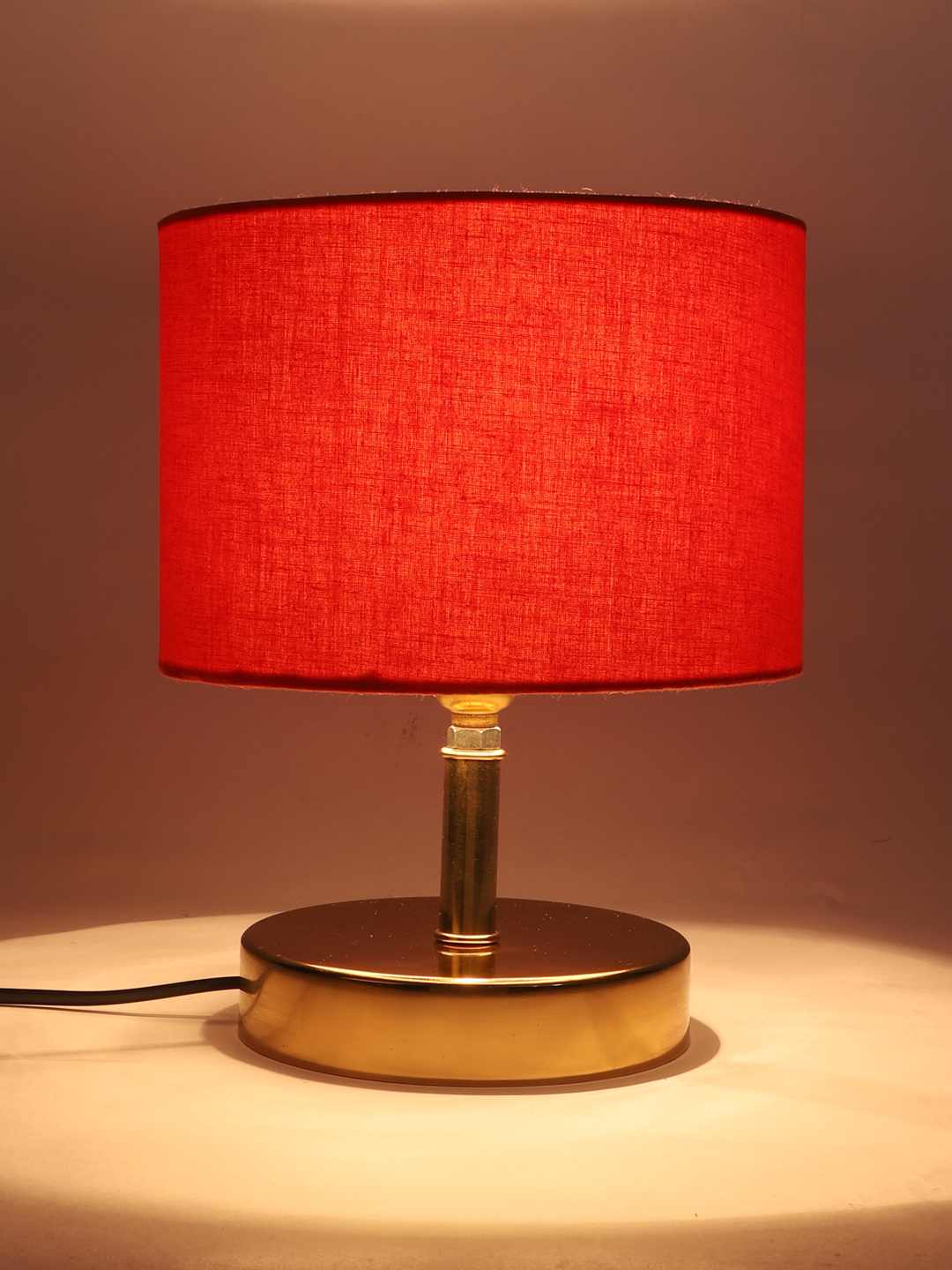 Ambika Home Orange cotton Table Lamp with Gold Metal Base | Designer Bedside Lamp for Living Room, Bedroom, Hotel, Café & Restaurant - Image 7