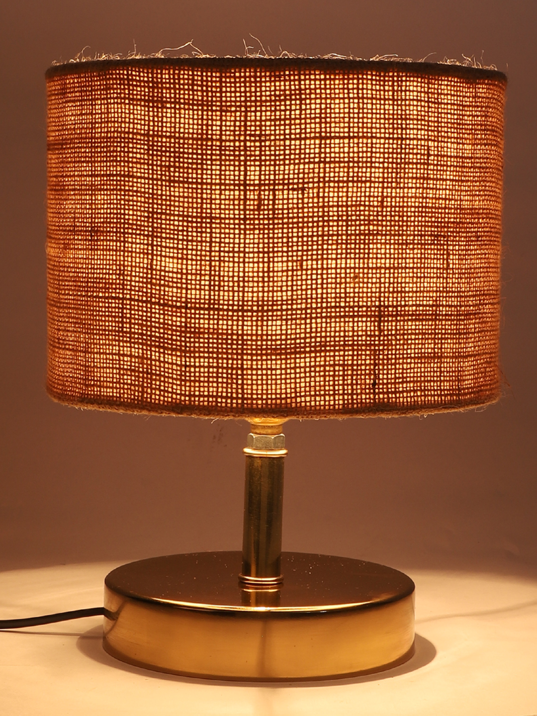 Ambika Home Beige Jute Table Lamp with Gold Metal Base | Designer Bedside Lamp for Living Room, Bedroom, Hotel, Café & Restaurant - Image 7