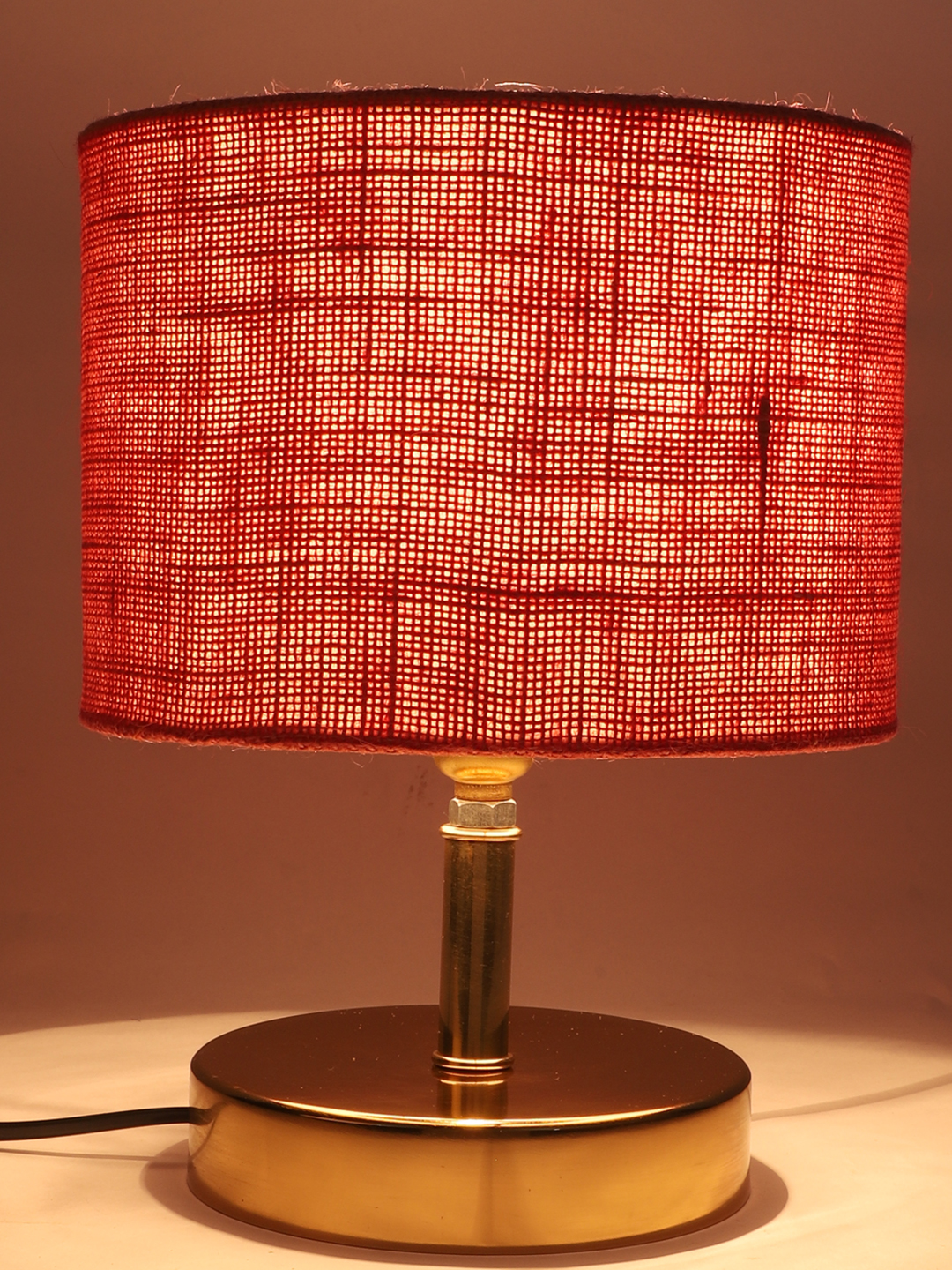 Ambika Home Pink Jute Table Lamp with Gold Metal Base | Designer Bedside Lamp for Living Room, Bedroom, Hotel, Café & Restaurant - Image 7