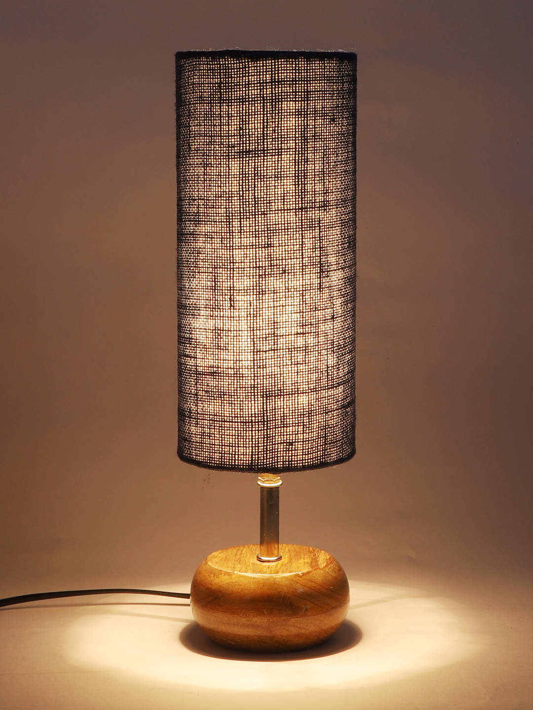 Ambika Home Blue Jute Table Lamp with Natural Wood Base | Designer Bedside Lamp for Living Room, Bedroom, Hotel, Café & Restaurant - Image 7
