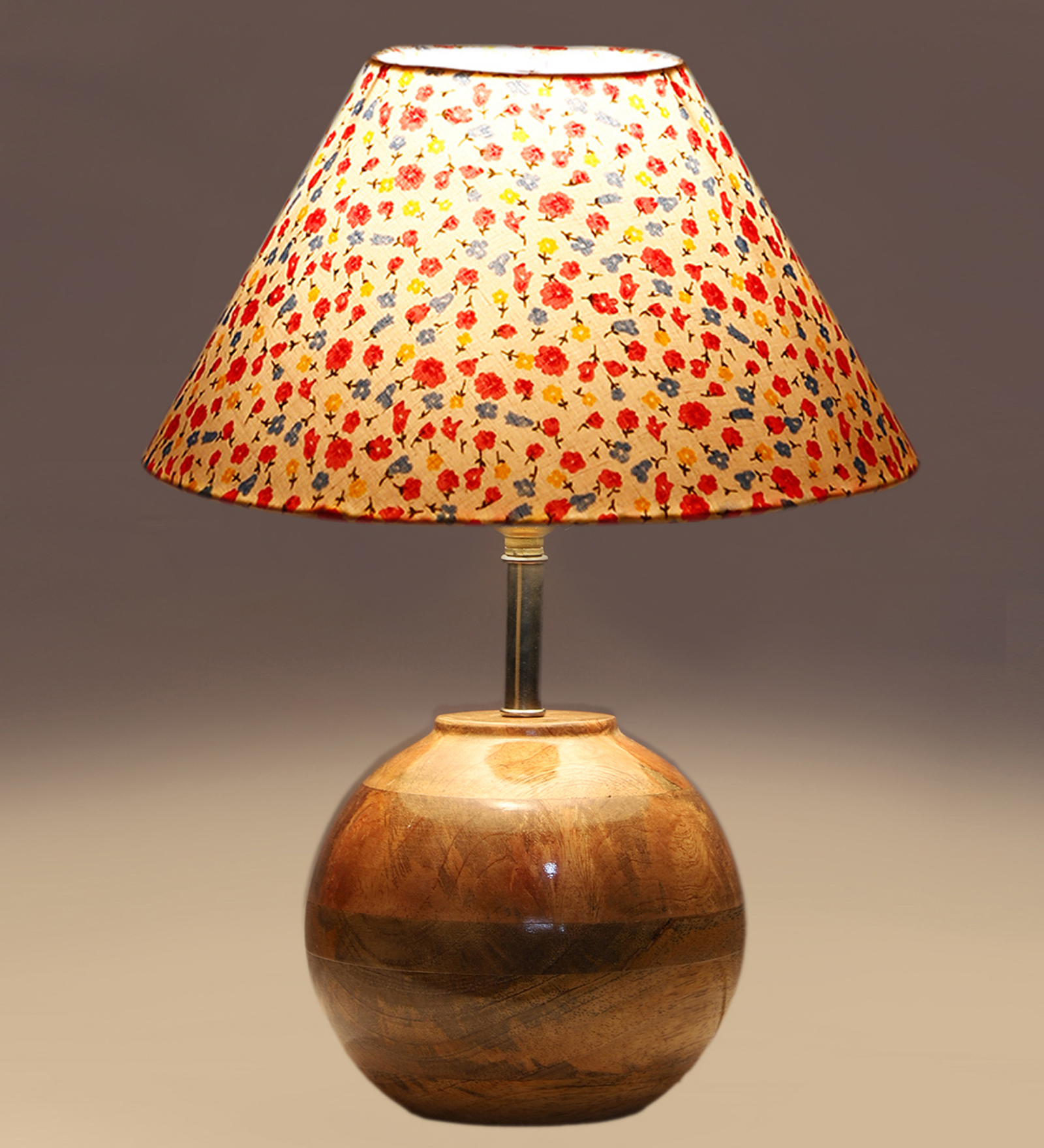 Ambika Home Premium Multi Cotton Table Lamp with Wooden Base | Designer Bedside Lamp for Living Room, Bedroom, Hotel, Café & Restaurant - Image 7