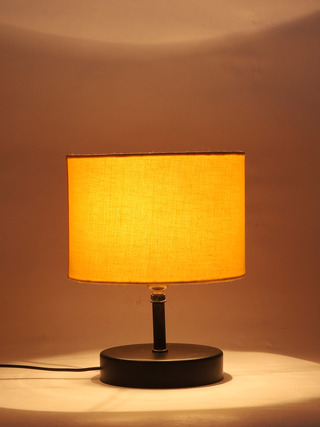 Ambika Home Yellow cotton Table Lamp with Black Wood Base | Designer Bedside Lamp for Living Room, Bedroom, Hotel, Café & Restaurant - Image 8