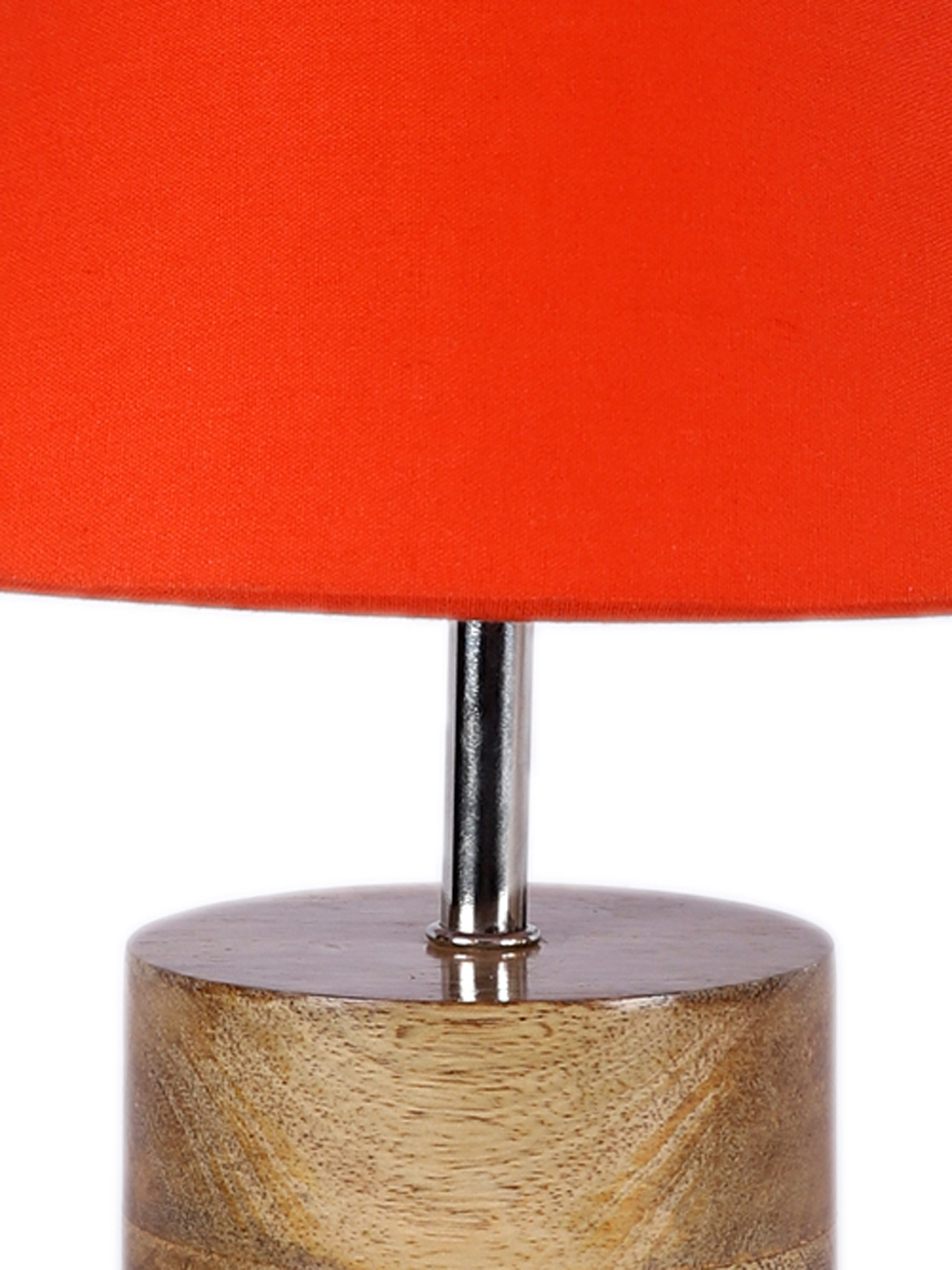 Ambika Home Orange cotton Table Lamp with Natural Wood Base | Designer Bedside Lamp for Living Room, Bedroom, Hotel, Café & Restaurant - Image 8