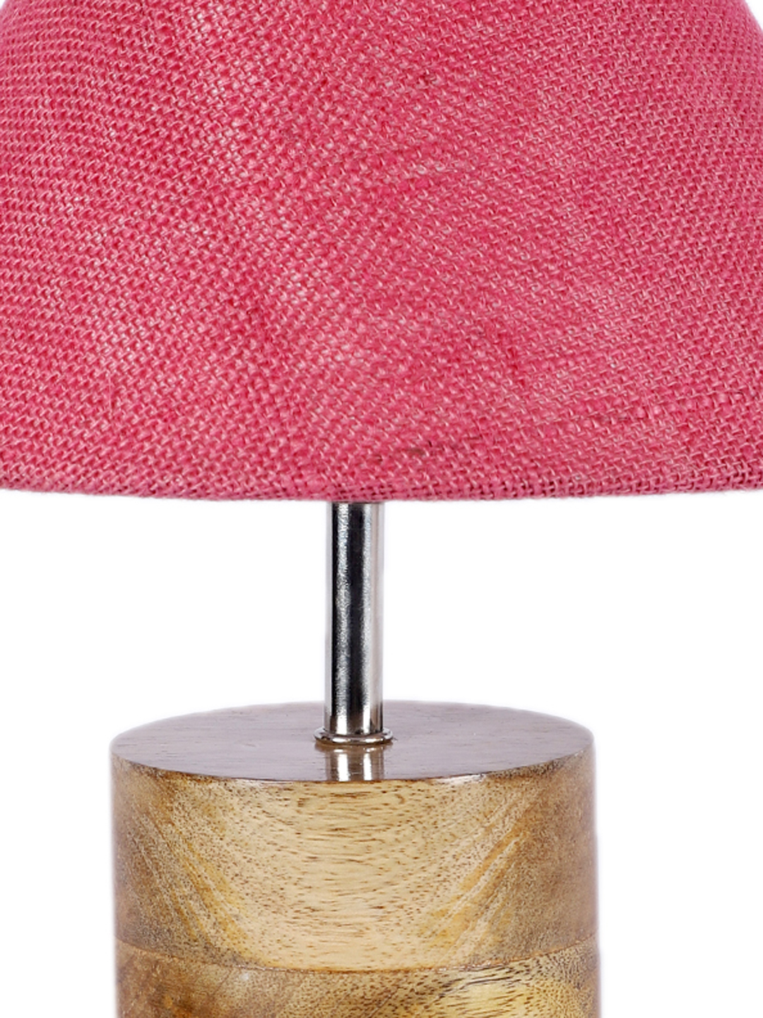Ambika Home Pink Jute Table Lamp with Natural Wood Base | Designer Bedside Lamp for Living Room, Bedroom, Hotel, Café & Restaurant - Image 8