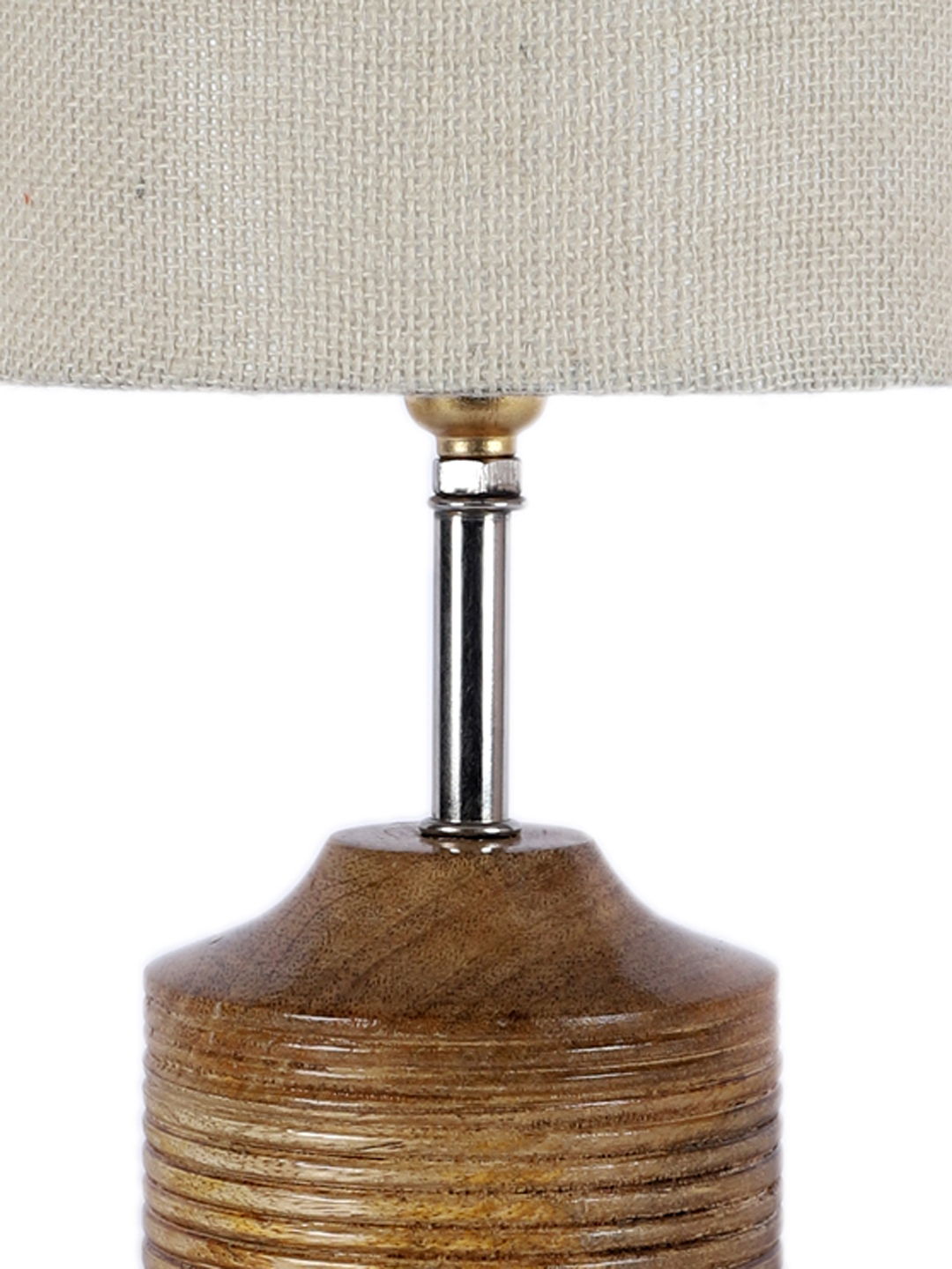 Ambika Home White Jute Table Lamp with Natural Wood Base | Designer Bedside Lamp for Living Room, Bedroom, Hotel, Café & Restaurant - Image 8
