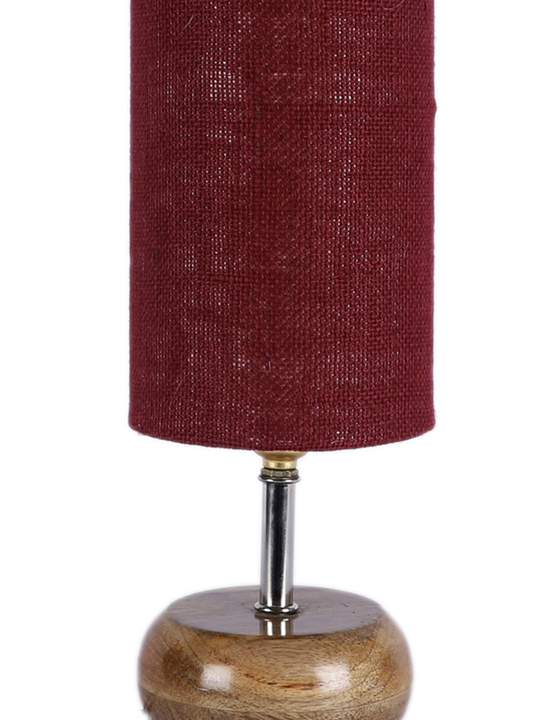 Ambika Home Maroon Jute Table Lamp with Natural Wood Base | Designer Bedside Lamp for Living Room, Bedroom, Hotel, Café & Restaurant - Image 8