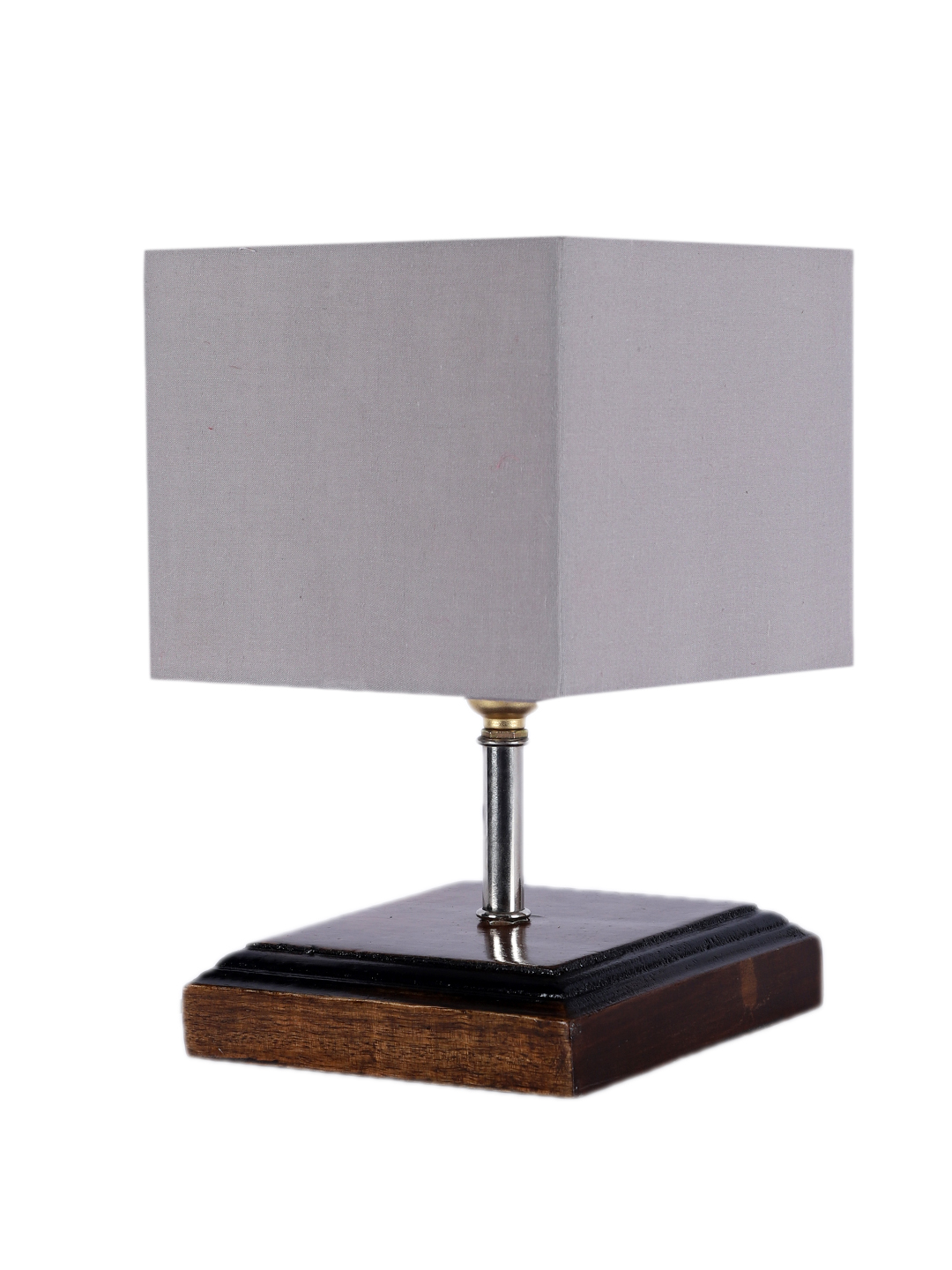 Ambika Home Grey cotton Table Lamp with Brown Wood Base | Designer Bedside Lamp for Living Room, Bedroom, Hotel, Café & Restaurant - Image 9