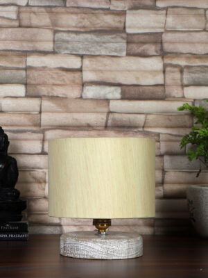 Ambika Home Beige Boho Bamboo White Brushed Decorative  Table Lamp  | Premium Handmade Home Decor | Bedroom Living Room Bedside Hotel Café | WK62