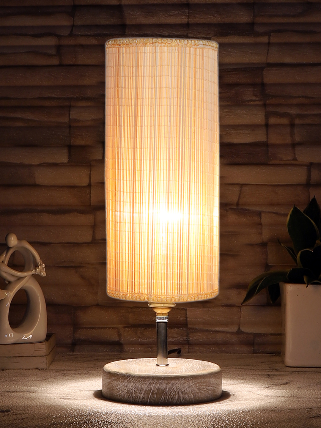 Ambika Home Beige Boho Bamboo White Brushed Decorative Table Lamp | Premium Handmade Home Decor | Bedroom Living Room Bedside Hotel Café | WK02 - Image 3