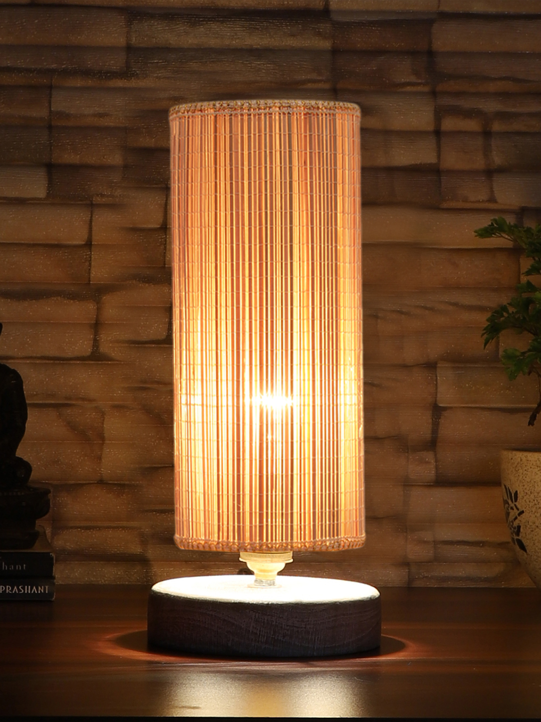 Ambika Home Beige Boho Bamboo White Brushed Decorative Table Lamp | Premium Handmade Home Decor | Bedroom Living Room Bedside Hotel Café | WK59 - Image 3