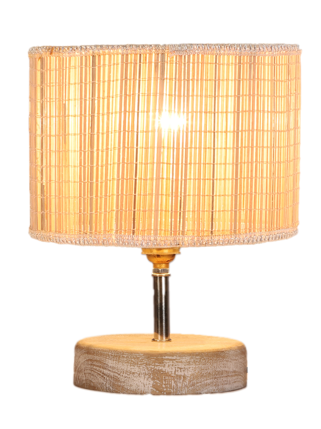 Ambika Home Beige Boho Bamboo White Brushed Decorative Table Lamp | Premium Handmade Home Decor | Bedroom Living Room Bedside Hotel Café | WK19 - Image 5