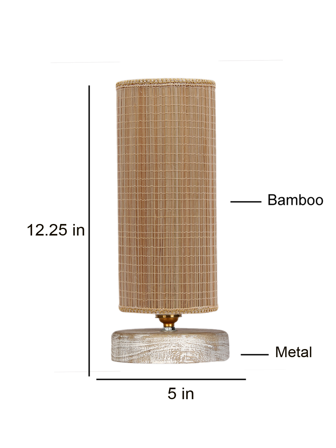 Ambika Home Beige Boho Bamboo White Brushed Decorative Table Lamp | Premium Handmade Home Decor | Bedroom Living Room Bedside Hotel Café | WK59 - Image 7