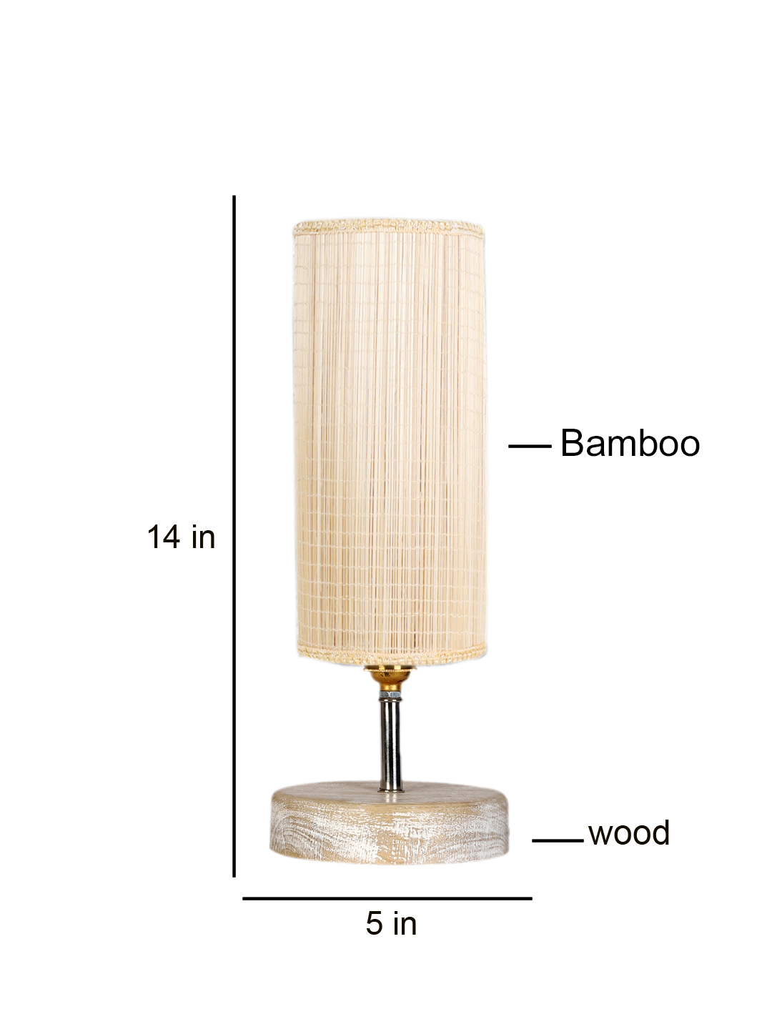 Ambika Home Beige Boho Bamboo White Brushed Decorative Table Lamp | Premium Handmade Home Decor | Bedroom Living Room Bedside Hotel Café | WK02 - Image 7