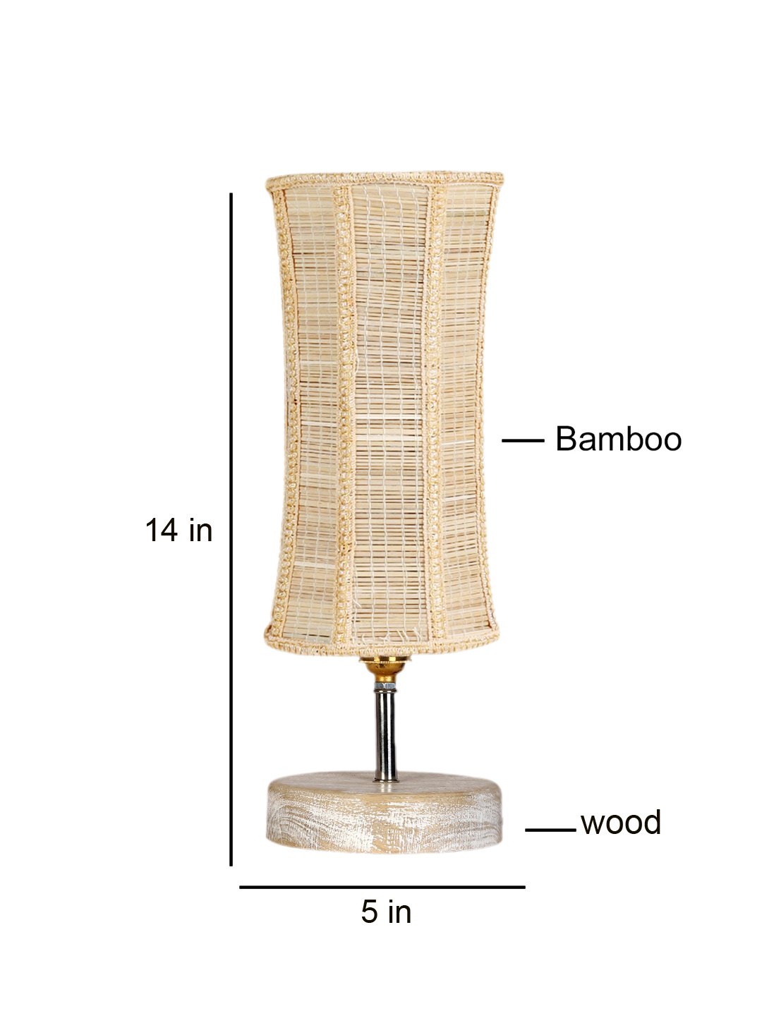 Ambika Home Beige Boho Bamboo White Brushed Decorative Table Lamp | Premium Handmade Home Decor | Bedroom Living Room Bedside Hotel Café | WK01 - Image 8